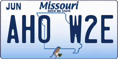 MO license plate AH0W2E