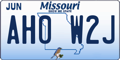 MO license plate AH0W2J