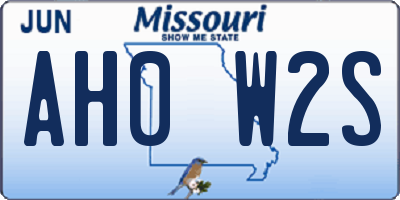 MO license plate AH0W2S