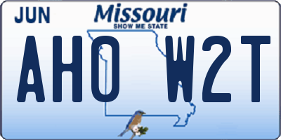 MO license plate AH0W2T