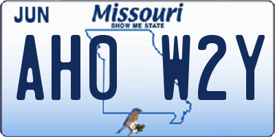 MO license plate AH0W2Y