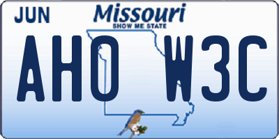 MO license plate AH0W3C