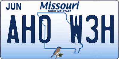 MO license plate AH0W3H