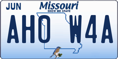 MO license plate AH0W4A