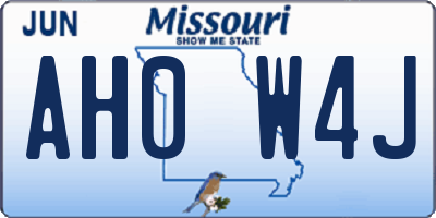 MO license plate AH0W4J