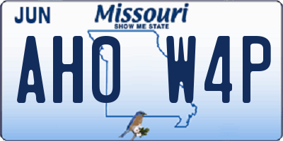 MO license plate AH0W4P