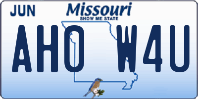 MO license plate AH0W4U