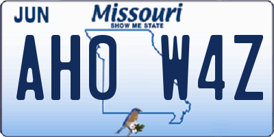 MO license plate AH0W4Z