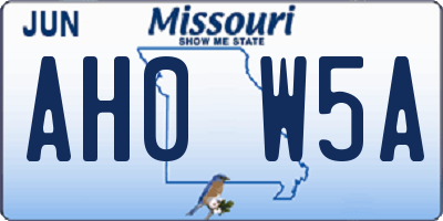 MO license plate AH0W5A