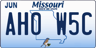 MO license plate AH0W5C