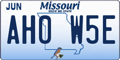 MO license plate AH0W5E