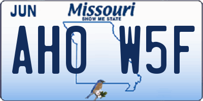 MO license plate AH0W5F