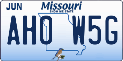 MO license plate AH0W5G