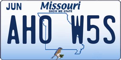 MO license plate AH0W5S