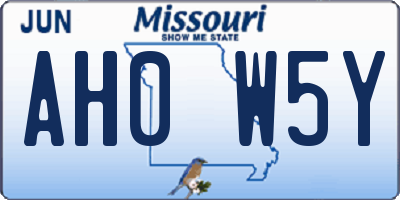 MO license plate AH0W5Y