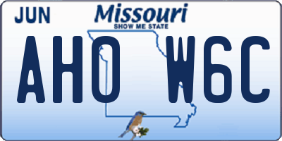 MO license plate AH0W6C