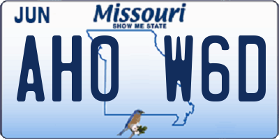 MO license plate AH0W6D