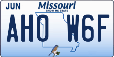 MO license plate AH0W6F