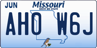 MO license plate AH0W6J