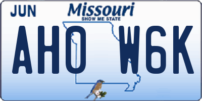 MO license plate AH0W6K