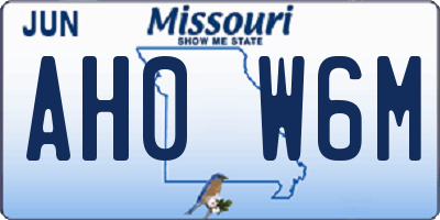 MO license plate AH0W6M