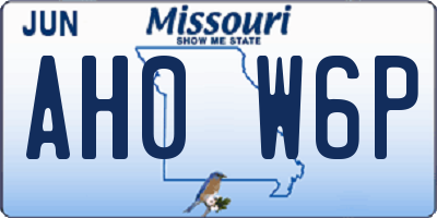 MO license plate AH0W6P