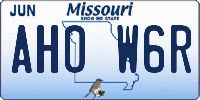 MO license plate AH0W6R