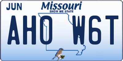 MO license plate AH0W6T