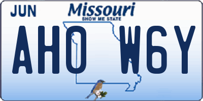 MO license plate AH0W6Y