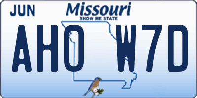 MO license plate AH0W7D