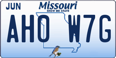 MO license plate AH0W7G