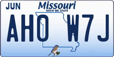 MO license plate AH0W7J