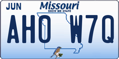 MO license plate AH0W7Q