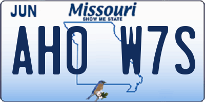 MO license plate AH0W7S