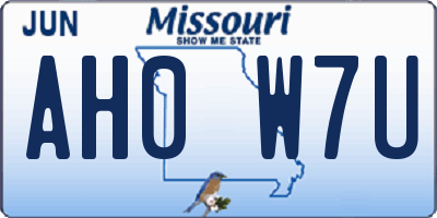 MO license plate AH0W7U