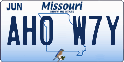 MO license plate AH0W7Y