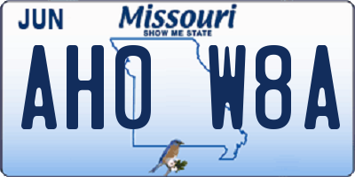 MO license plate AH0W8A