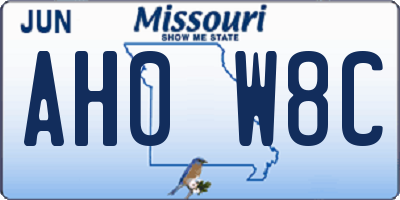 MO license plate AH0W8C