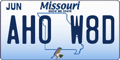 MO license plate AH0W8D