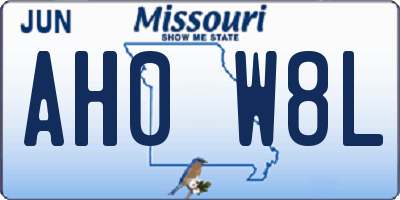 MO license plate AH0W8L