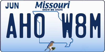 MO license plate AH0W8M