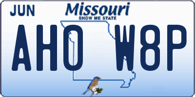 MO license plate AH0W8P