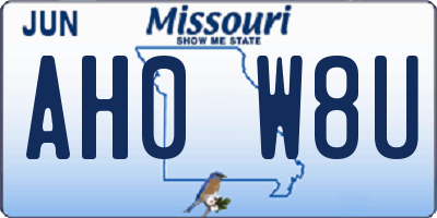 MO license plate AH0W8U