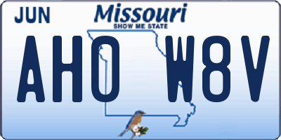 MO license plate AH0W8V