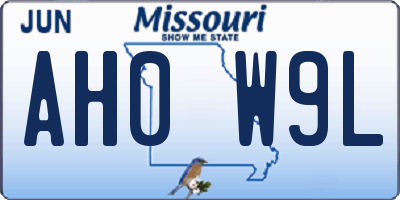 MO license plate AH0W9L