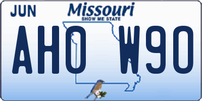 MO license plate AH0W9O