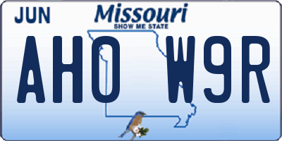 MO license plate AH0W9R