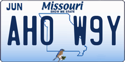 MO license plate AH0W9Y