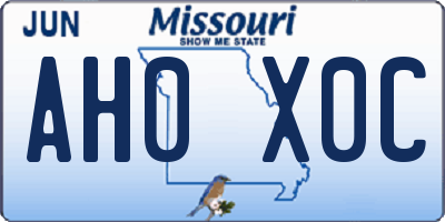 MO license plate AH0X0C