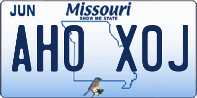 MO license plate AH0X0J